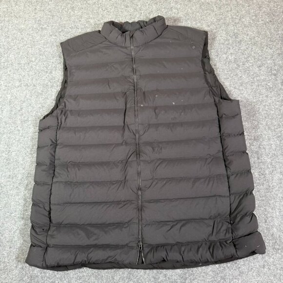 Lululemon Mens Navigation Stretch Down Vest Outdoors Hiking Comfy‎ Black XL FLAW - Picture 1 of 12